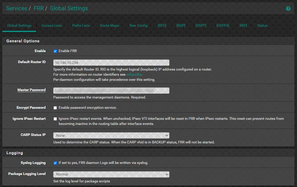 Enable FRR