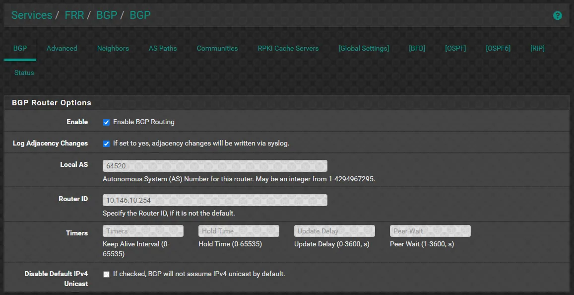 Enable BGP Routing